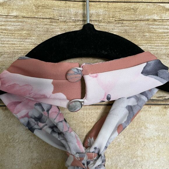 ASOS Dusty Pink Floral Halter Top Ruffle Midi Dress - Size 4/UK 8 - Maternity - Picture 3 of 7